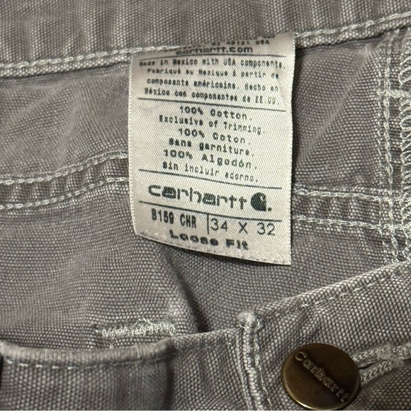 Carhartt Vintage Carpenter Pants Grey Loose Fit Size 34 - Picture 3 of 6